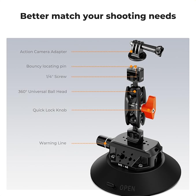 K&F CONCEPT 6" Suction Cup Camera Mount - Image 2