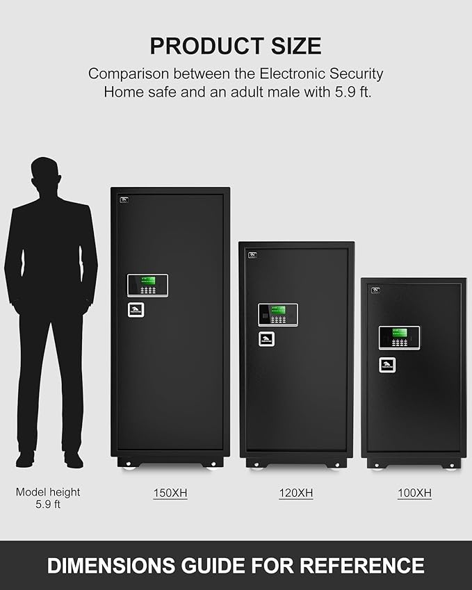 【US STOCK】TIGERKING 7.2 Cubic Feet Extra Large Heavy Duty Safe Box, Home Safe with Double Safety Key Lock and Separate Lock Box, Digital safe with 2 Removable Shelf for Home Hotel Office,132lbs