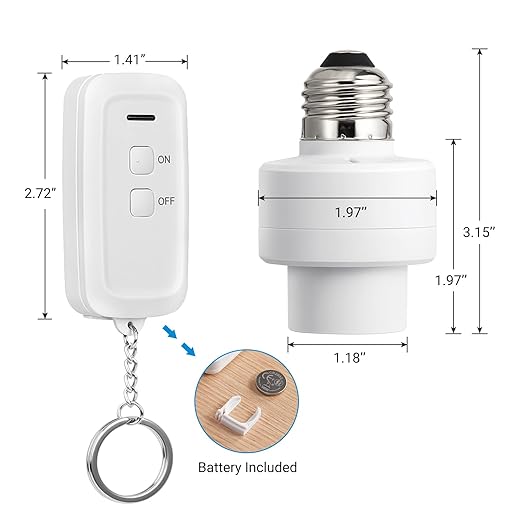 DEWENWILS Remote Control Light Socket, Wireless Remote Control Lamp Bulb Socket with Switch for Pull Chain Light Fixtures, 100FT Range, No Wiring Needed, ETL Listed(Shorter Version)