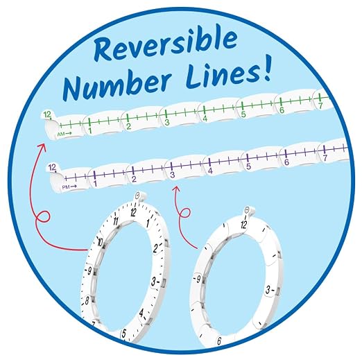 hand2mind Advanced NumberLine Clock Class Set, Learn to Tell Time, Analog Clock - Image 3