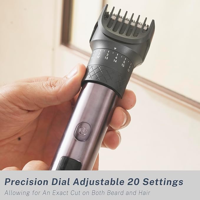 Beard Trimmer and Clippers Set for Men with Foil Shavers, Precise Dial Adjustable 20 Settings, Professional 3-IN-1 Mens Grooming Kit with Nose Trimmer IPX7 Waterproof Wet and Dry, USB-C Rechargeable