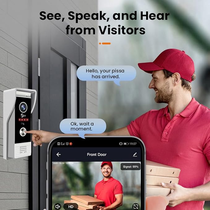 Wired Smart Video Apartments Intercom System,10 Inch Monitors with 1080P Doorbell Camera,3-in-1 Unlocking,TUYA WiFi Door Phone Kits, Ideal for Villas & Homes (1 doorbell + 2 Monitor)