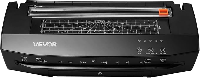 VEVOR Laminator Machine, Cold and Hot Lamination for Max A3 Paper Size, 1 min Quick Warm Portable Laminator, 3-10 mil Thickness, Ideal for Home, Office, Business, or School Supplies, Black