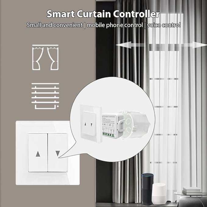 FTVOGUE Smart Curtain Controller Zigbee Switch, Voice Control, Timer, Shared Devices, Smart Relay Switch, for Home Hotel Apartment Office, with Smart Timing Function (4Pcs)