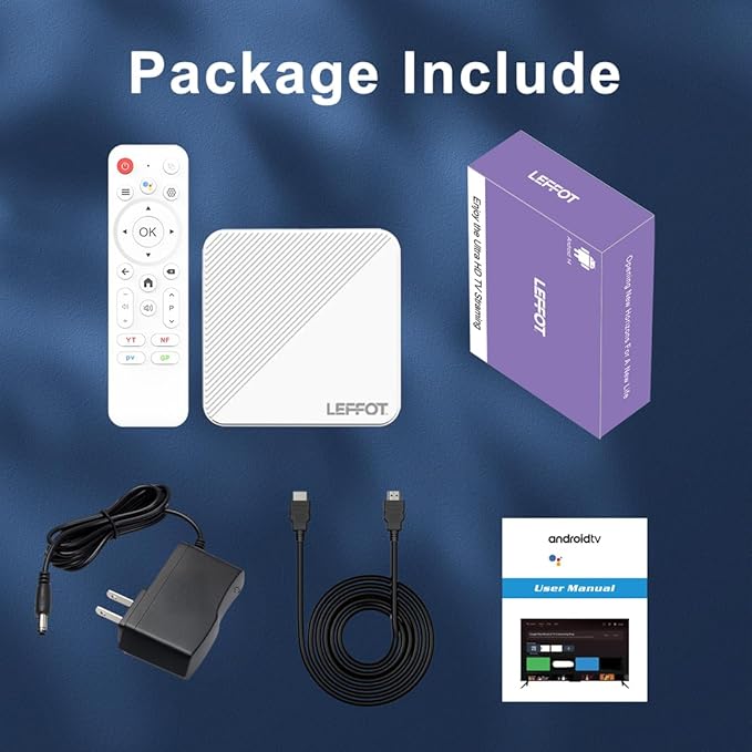 Android 14.0 TV Box 2025, LEFFOT H313 4K Ultra HD Streaming Device for TV with BT 5.4, 2GB RAM + 16GB ROM, Smart TV Box with Voice Remote, USB 3.0, HDR 10, 2.4G & 5G WiFi 6