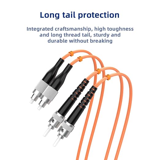 OM1 FC/UPC to ST/UPC Fiber Patch Cable, 60M/196FT Multimode Duplex 62.5/125µm - Image 5