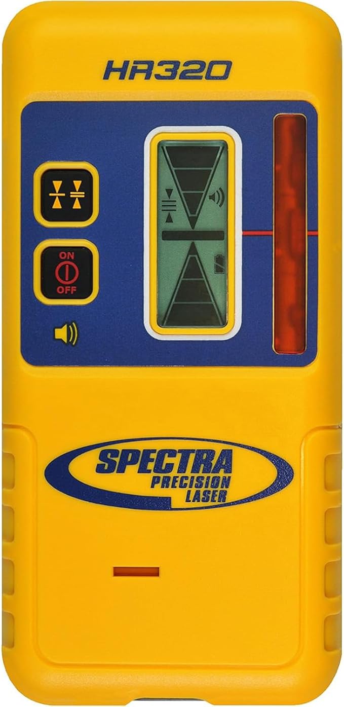 Spectra Precision HR320 Laser Receiver with Rod Clamp – Dual LCD, 2-In Capture Height, IP67 Drop Resistant, 70-Hour Runtime – 100 DB speaker