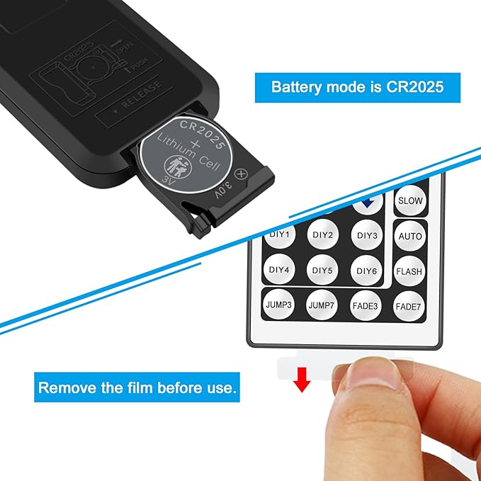 RGB LED Strip Light Remote Controller, 44 Key IR Remote with 2-in-1 4 Pin Connector, Dual Output Dimmer for 12V-24V DC 5050/3528 LED Tape Rope Lighting, 30ft Range