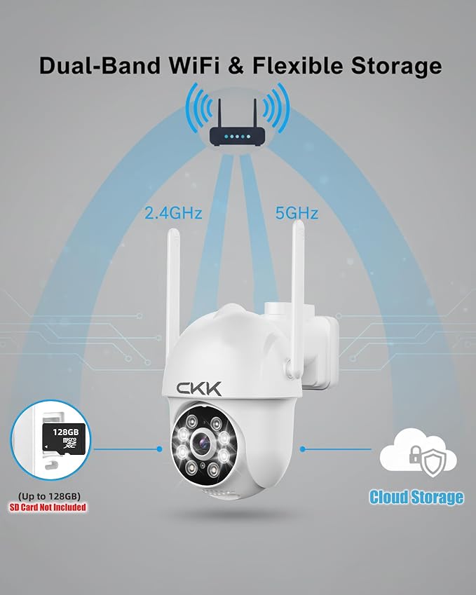 CKK 2K Security Cameras Outdoor 2Pack, 2.4G/5G Wireless Home Security Cameras - Image 5