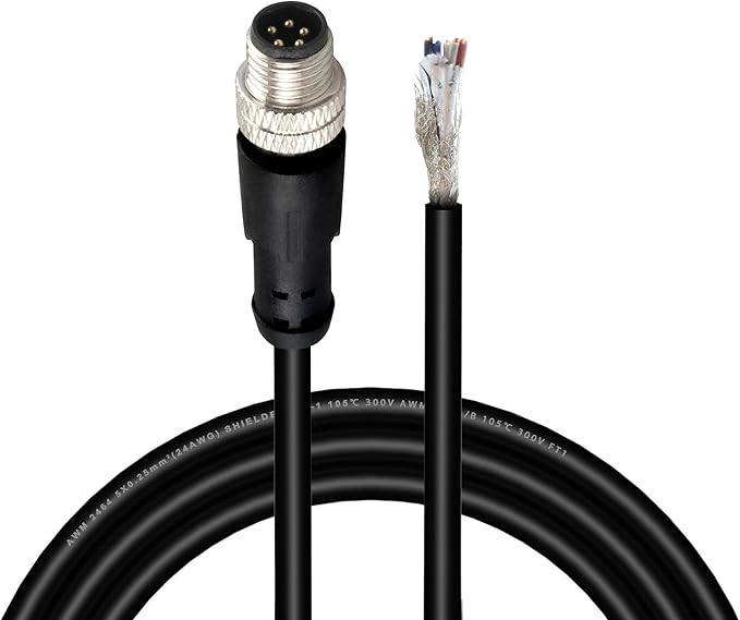 Lonlonty M8 5 Pin Male Socket Panel Aviation Wire,8mm Industrial Circular Sensor Connector Cable Shielded,Outdoor Waterproof IP67 B Coding 6.5Ft/2M