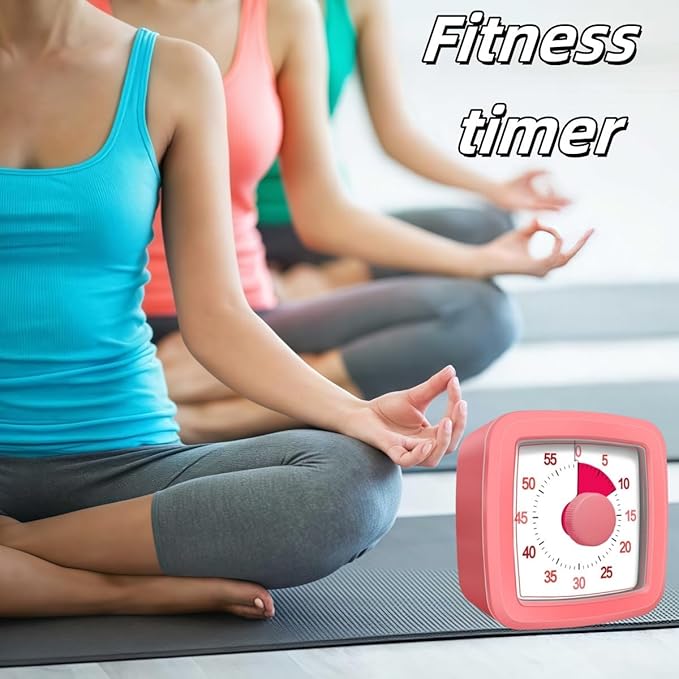 60 Minute Visual Timer for Kids and Adults, Non-Ticking 5.5 Inch Large Visual Countdown Timers for Classroom Desk, Kitchen Timer for Meeting, Working, Home and Cooking (Pink)