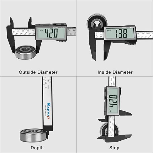 Kynup Caliper Measuring Tool, Digital Caliper Outside Micrometer with Large Screen,6Inch Caliper Tool for Mechanics, Jewelers, Woodworkers, Inch and Millimeter Conversion