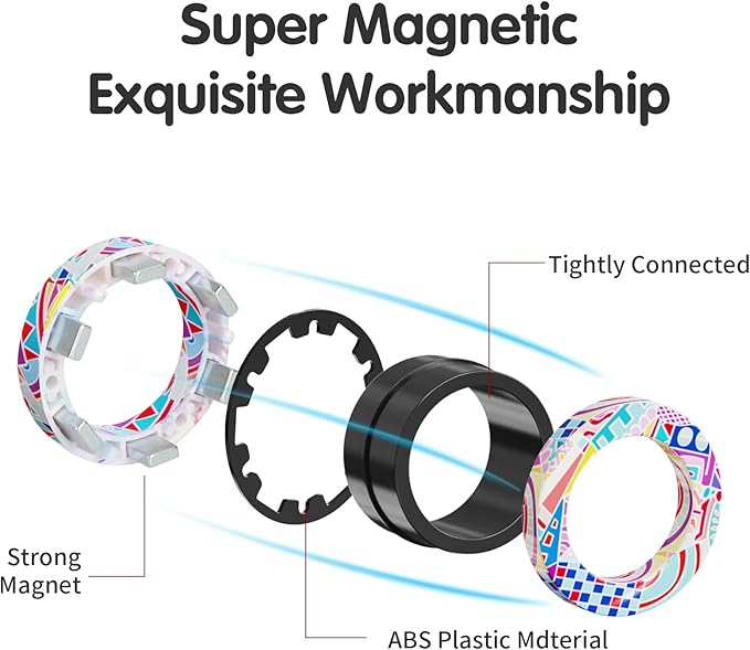 9Pcs Magnetic Rings Fidget Toys for Adults and Kids,Fidget Spinner Rings for Anxiety Relief Therapy Toys for Boy and Girl Ages 8-13,Teens Gift for Teen Party Favors Stocking Stuffers