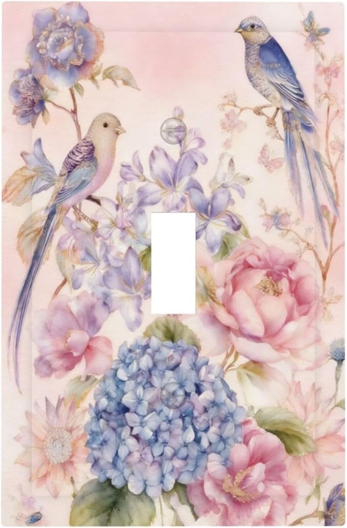 Bvtewkhz Floral Birds Morris 1 Gang Single Toggle Decorative Outlet Covers Light Switch Plate Electrical Receptacle Switchplate For Bathroom Kitchen Bedroom