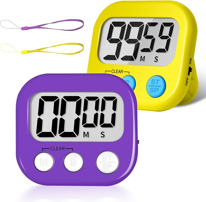 ZILLEEN Classroom Timer for Kids Teachers 2 Pack Digital Timers, Purple & Yellow