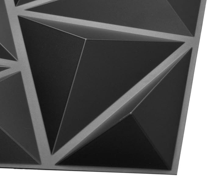 Art3d 3D Wall Panels 100 Pack, 11.8" x 11.8" (97 Sq.ft) PVC Wall Panels - Glue Up Panels Wall Decor for Living Room, Bedroom, Office, Black