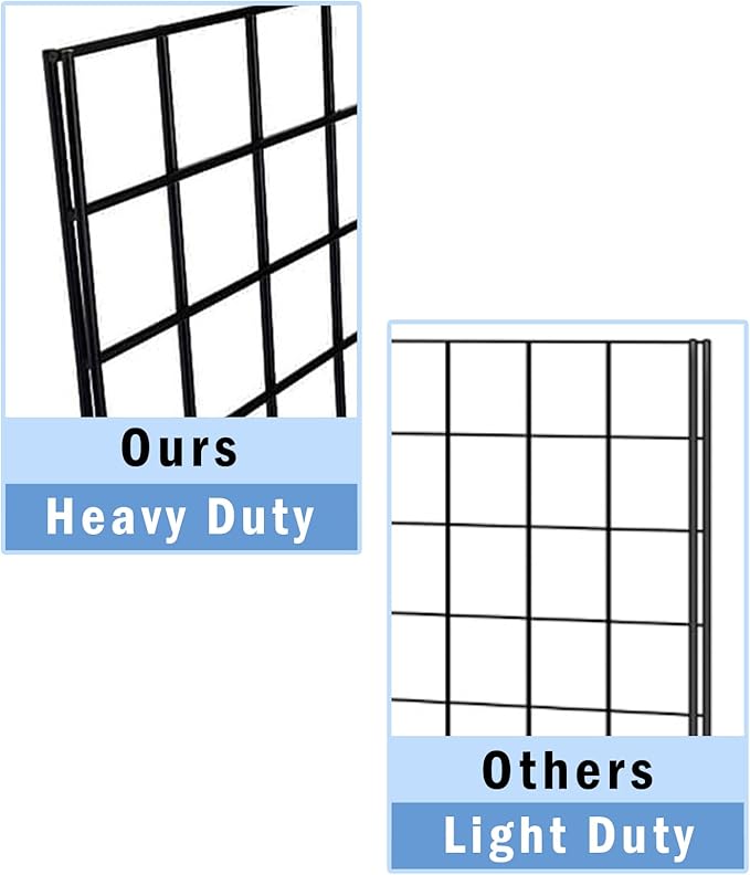 NEESEEYEE Commercial Grade Gridwall Panels – Heavy Duty Grid Panel for Any Retail Display, 2’ Width x 6’ Height, 3 Gridwall Panels Per Carton (Black Finish)