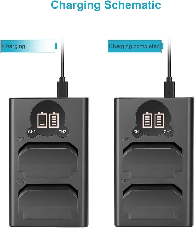 NEEWER 2 Pack 2280mAh NP-FZ100 Replacement Battery and Dual USB Charger - Image 5