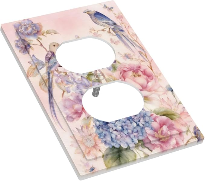 Bvtewkhz Floral Birds Morris Duplex Outlet Decorative Outlet Covers Light Switch Plate Electrical Receptacle Switchplate For Bathroom Kitchen Bedroom