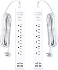 2 Pack Power Strip, 12FT Long Extension Cord, Surge Protector with 6 Outlets and 4 USB Charging Ports(2 USB C), Flat Plug Overload Protection, Wall Mount for Home Office Dorm College