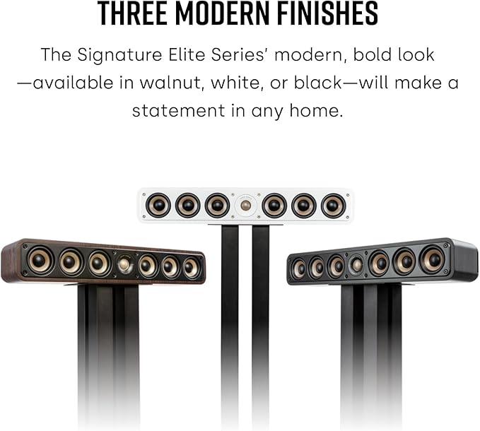 Polk Signature Elite ES35 Slim Center Channel Speaker - Hi-Res Audio Certified, Dolby Atmos & DTS:X Compatible, 1" Tweeter & (6) 3" Woofers, Dual Power Port for Effortless Bass, Elegant White-Washed