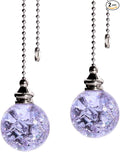 LONGSHENG - SINCE 2001 - 2PCS Purple Pull Chain Crystal Glass Ice Cracked Ball Pull Chain for Ceiling Fan Light Decoration 50cm Extension Chain