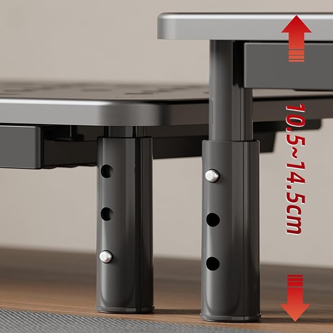 LUOOHL Adjustable Monitor Stand with Storage Shelf Ergonomic Designs for Home Office Workspaces Steel Construction Quick Assembly Desktop Organizers for Electronics