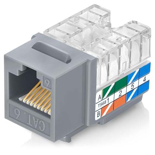 Everest 90° Angled RJ45 Cat6 Keystone Jacks 100-Pack in Gray by EverestMediaSolutions