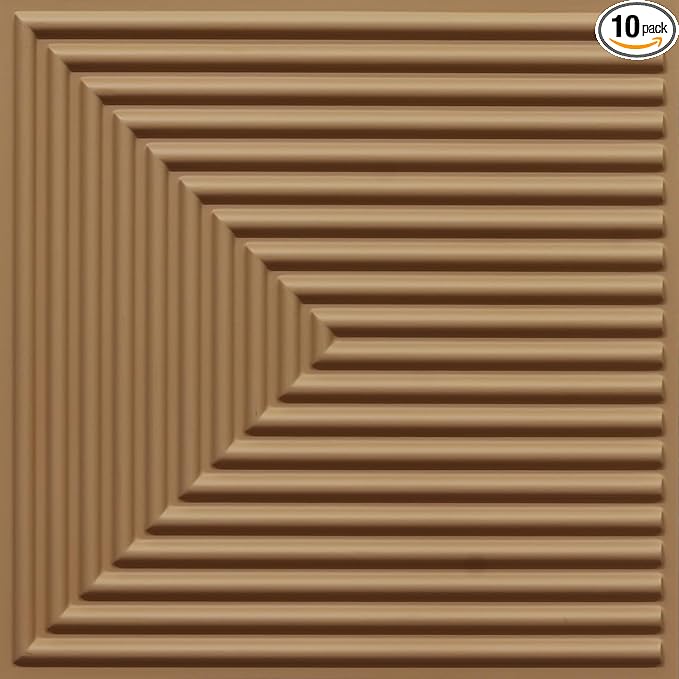 From Plain To Beautiful In Hours 9004 Depth Tier PVC 12 in x 12 in Peel and Stick Wall Panels (Covers / 10 sq.ft), Brown Candy, 10 Piece