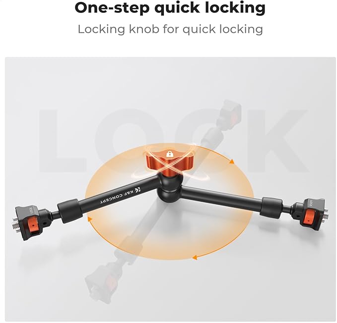 K&F CONCEPT 11" Magic Arm Clamp Kit with ARRI 1/4" & 3/8" Thread Screw, 360° Ball Heads Arm with Clamp Mount for DSLRs, Camera Cage, Monitor, LED Light, Webcam, Action Camera