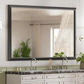 SMIROR Matte Black Bathroom Mirror for Over Sink 55x 40 inch, Metal Thick Frame Rectangle Vanity Mirror for Wall, Anti-Rust, Horizontally or Vertically Mounted