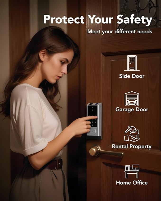 Devo G1 Video Smart Lock with Camera&Doorbell,6-in-1 Keyless Entry Door Lock with App Remote,Fingerprint ID,Auto Locks,Built-in Wi-Fi Smart Deadbolt for Front Door,Easy Install,Waterproof,BHMA Grade 3