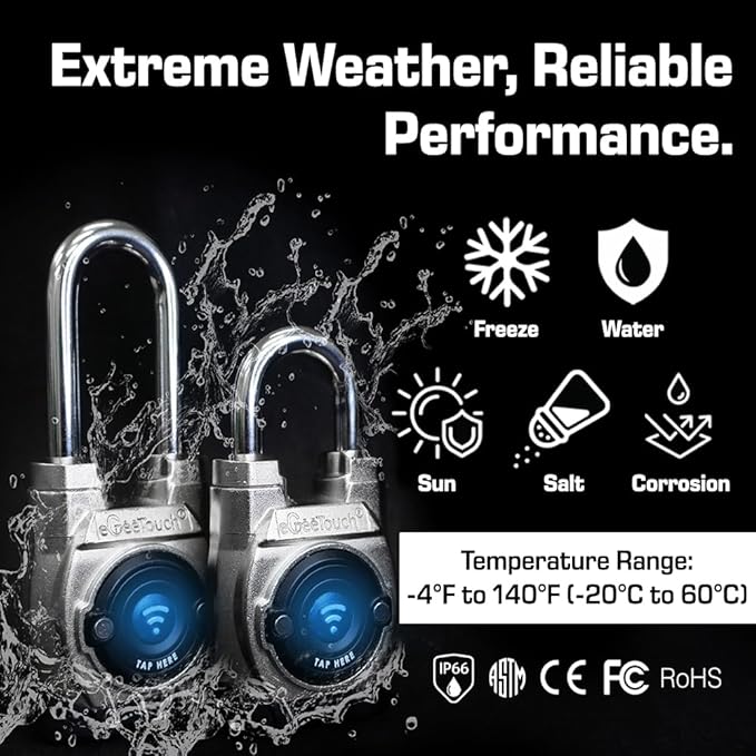 5th GEN Outdoor Smart Padlock – Keyless Bluetooth & NFC Lock, Weatherproof - Image 6