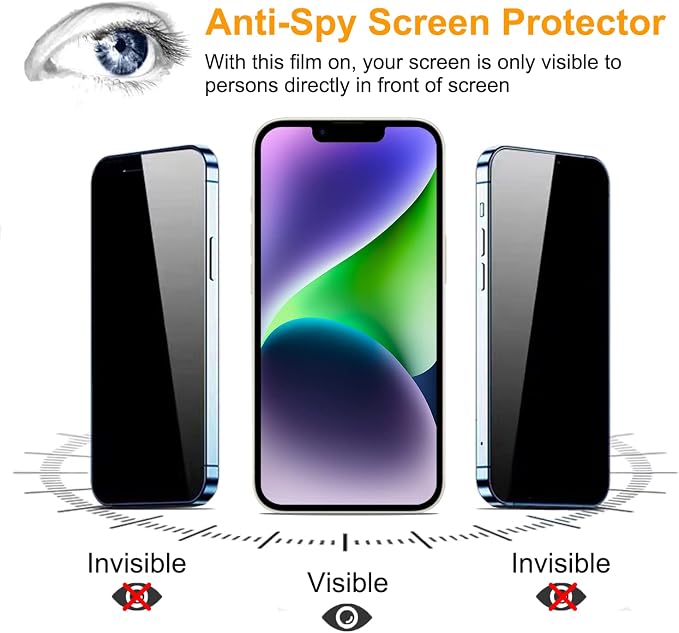 PEHAEL 2+2 Pack for iPhone 14 Privacy Screen Protector - Image 4