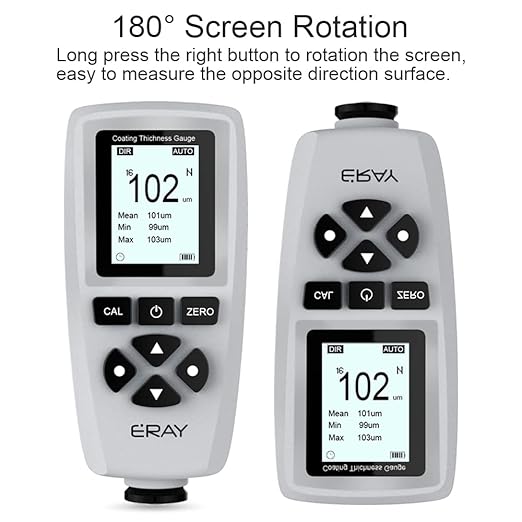 ERAY Mil Thickness Gauge, Coating Thickness Gauges, Paint Depth Gauge Meter with Backlight LCD Display for Car Automotive, Limit Alarm/Data Storage/Export Data/PC Software Analysis (Grey)