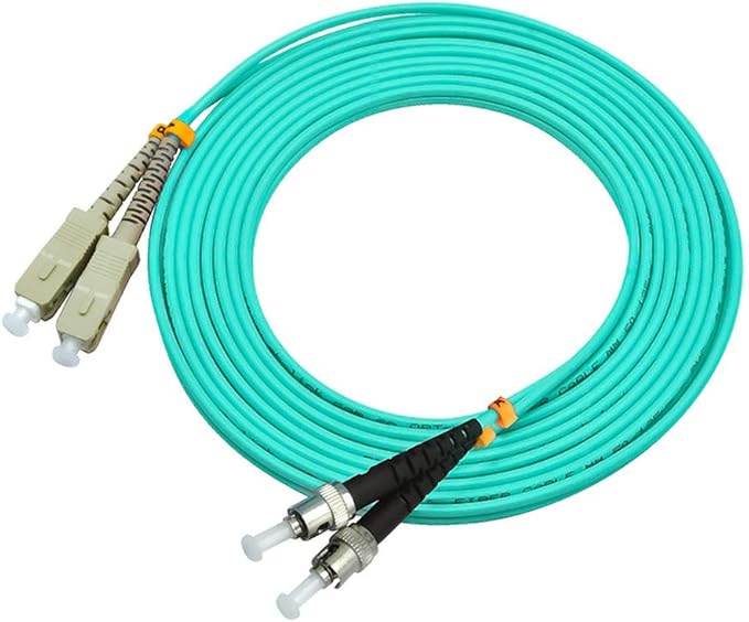 Jeirdus 10 Meters 33ft SC to ST Duplex 50/125 10G OM3 Multi-Mode Fiber Optic Cable Jumper Optical Patch Cord SC-ST