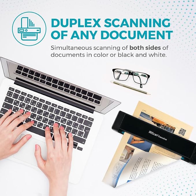 IRIScan Executive 4 Pro Black Portable Duplex Scanner, 8 PPM USB Document and - Image 2