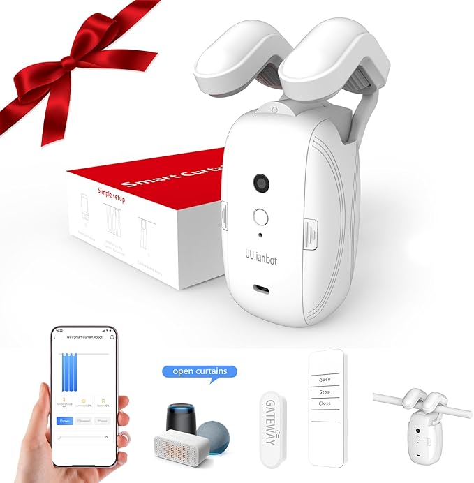 Automatic Curtain Opener - Gifts for Women and Men,Electric Curtain with Remote Smart Curtain Opener Electronic for Roman Rails