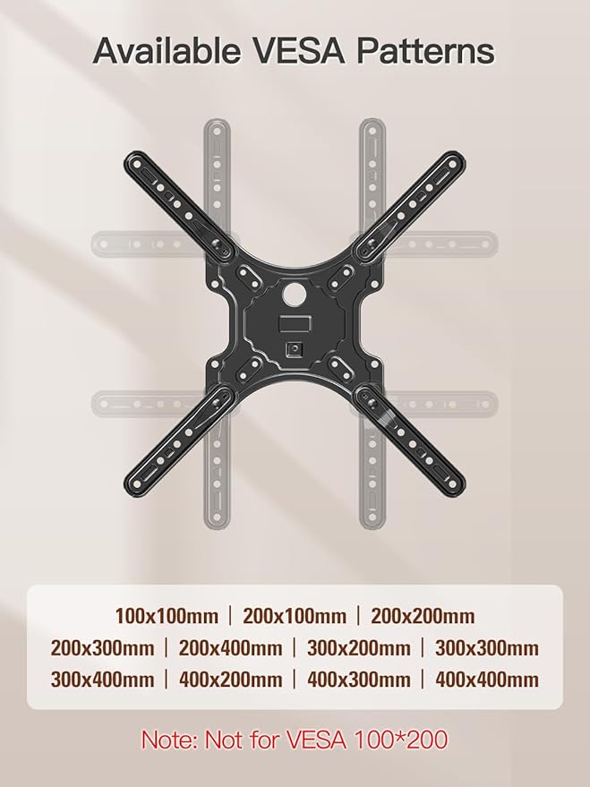 ELIVED TV Wall Mount for Most 26-60 Inch TVs, Swivel and Tilt Full Motion TV Mount with Single Stud Perfect Center Design, Wall Mount Bracket Max VESA 400x400mm, Corner Mount Holds up to 77 lbs.