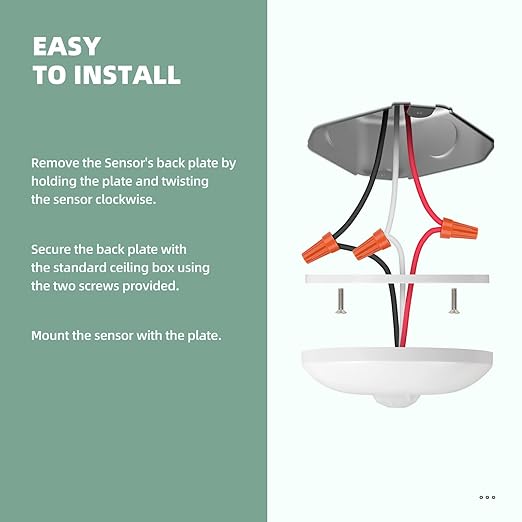 ECOELER Occupancy Ceiling Sensor Switch, 360° Passive Infrared PIR Motion Sensor, 120-277VAC, Neutral Wire Required, Automatic Commercial or Residential Lighting Solution, UL Listed, 5 Pack