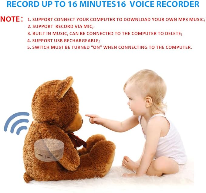 JRGKJCP 16 Minutes Voice Recorder, Record Custom Message for Crafts, Stuffed Bear, Baby Doll, and Pillow