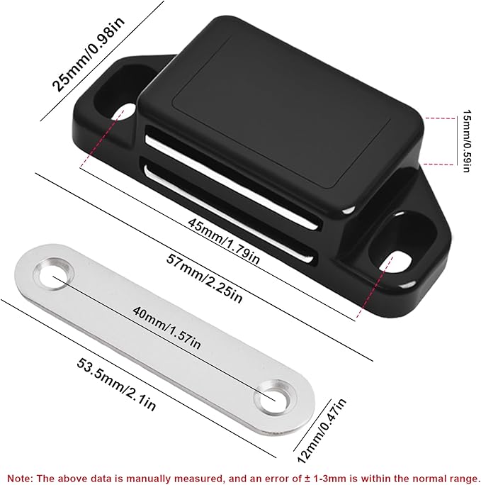16 Pack Magnetic Push Latch,Heavy Duty Magnetic Touch Latch,for Push to Open Cabinet or Kitchen Drawer，Kitchen Door(Black - 0.98 inch, 16 Pack)