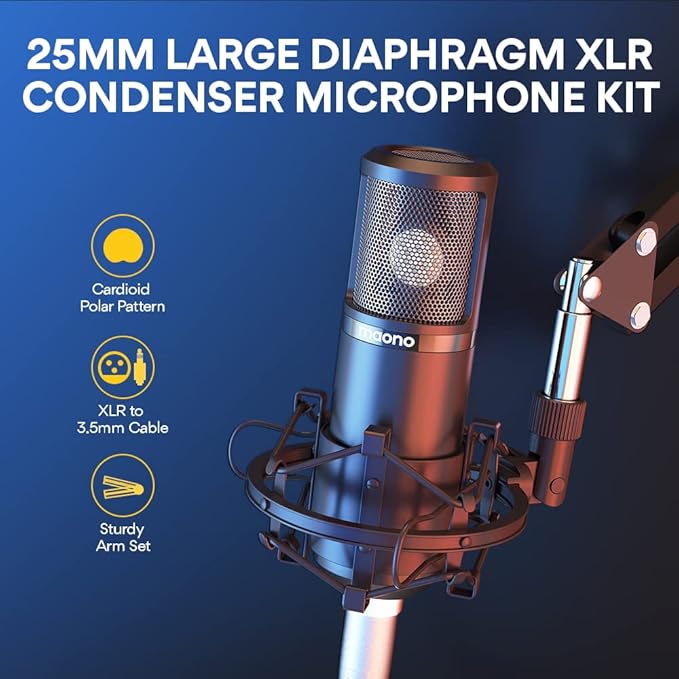 MAONO Podcast Equipment Bundle Audio mixer All-in-One Podcast Production Studio with 3.5mm Microphone for Live Streaming, Podcast Recording, PC, Smartphone, DJ MaonoCaster Lite (AU-AM200-S6 Black)