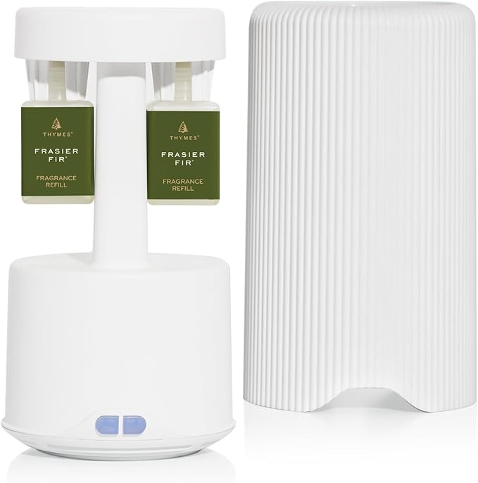 Thymes Pura Plus Smart Home Fragrance Diffuser Kit - Includes 1 Tabletop Pura Diffuser and 2 Frasier Fir Pura Refills - Notes of Siberian Fir, Cedarwood & Sandalwood