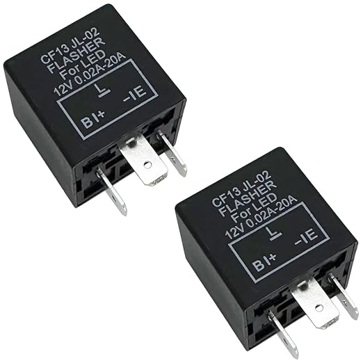irhapsody 3-pin LED Flasher Relays CF13, Fixed 12V Electronic Blinker Relay, Pack of 2