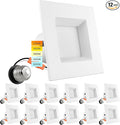 LUXRITE 12 Pack 4 Inch Square Recessed LED Can Lights, CCT Color Temperature Selectable 2700K | 3000K | 3500K | 4000K | 5000K, Dimmable Recessed Lights, 750 Lumens, CRI 90, Energy Star, Wet Rated