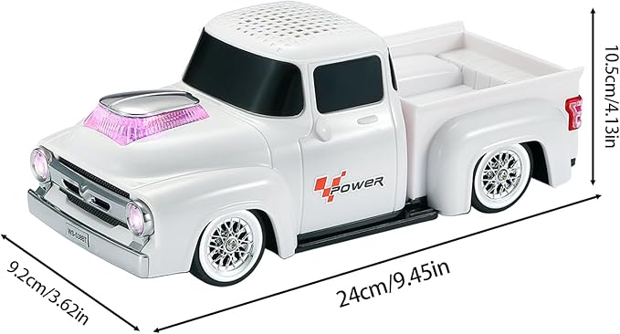 Vintage Pickup Truck Bluetooth Speaker, Retro Truck Model with HD Sound, Built-in Mic, LED Party Lights, TWS Dual Pairing, Multi-Interface Output, Portable Outdoor Speaker for Parties & Beach (WHITE)