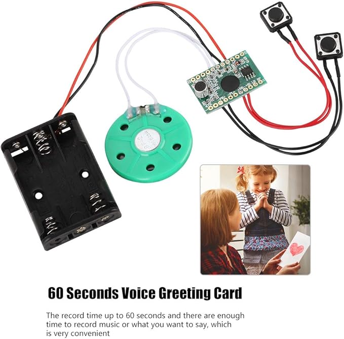 Greeting Card Module, 60-Second DIY Voice Greeting Card Module Music Sound Voice Recording Player Chip Module for Greeting Card.