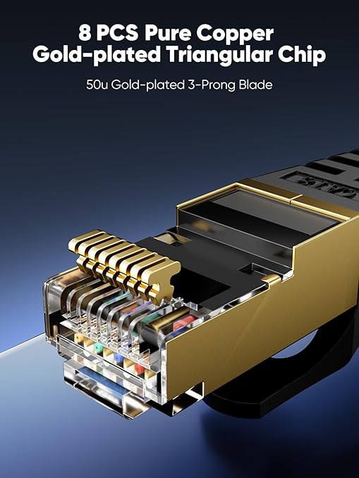 Cat 8 Ethernet Cable 6 FT Flat, High Speed 40Gbps 2000Mhz Braided Internet Cable - Image 4