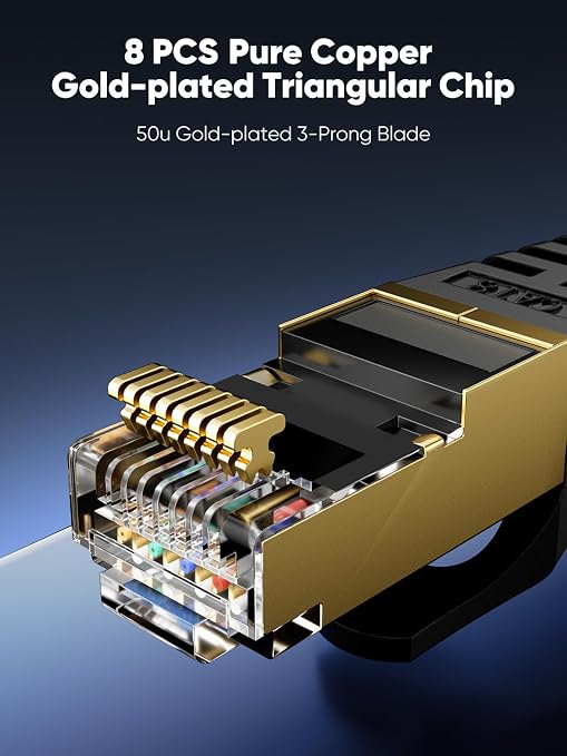 Cat 8 Ethernet Cable 12 FT Flat, High Speed 40Gbps 2000Mhz Braided Internet - Image 4